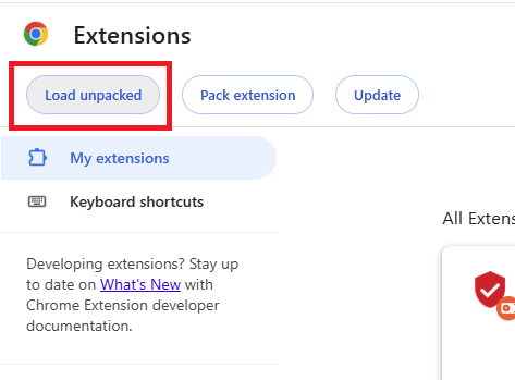 Chọn folder extension